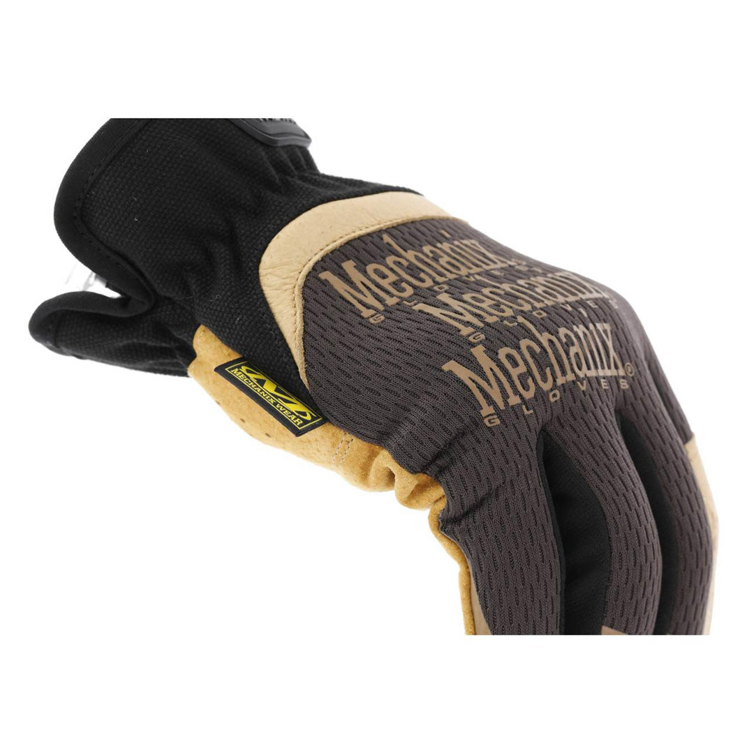 angled detail view of glove cuff and breathable mesh back with fastfit logo tag