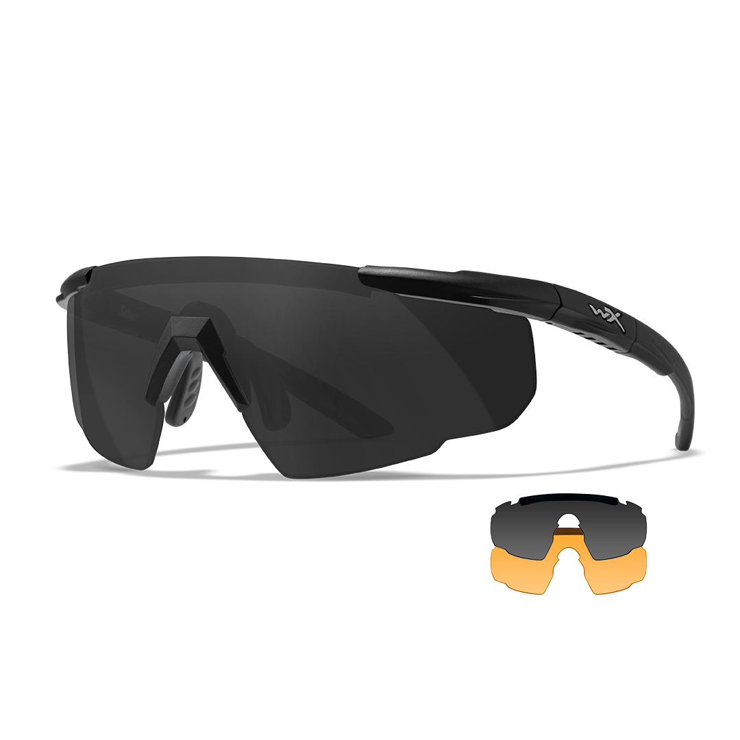 Saber Advanced - 2 Lens Set Grey + Light Rust Lens Matte Black Frame Tactical Sunglasses - Bellmt