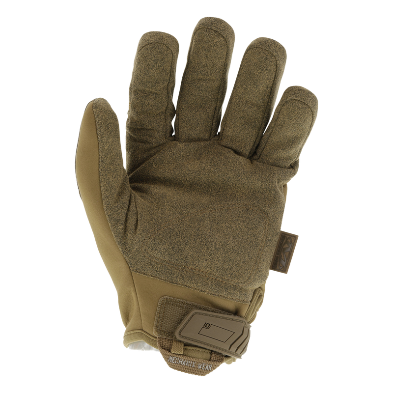 palm view of coyote brown tactical glove showing fleece-lined interior and textured grip surface
