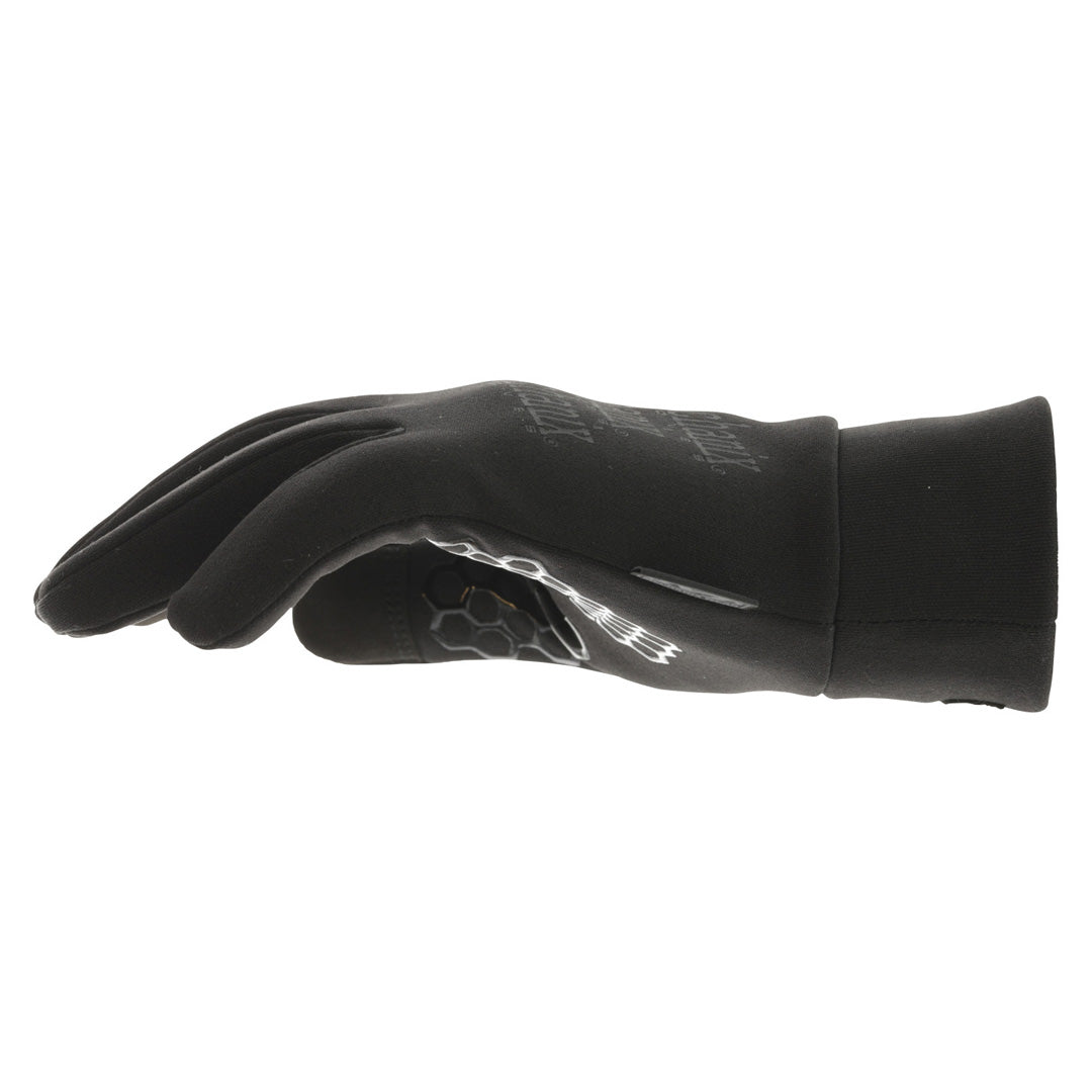 Side profile of glove showing extended cuff and minimal bulk design.