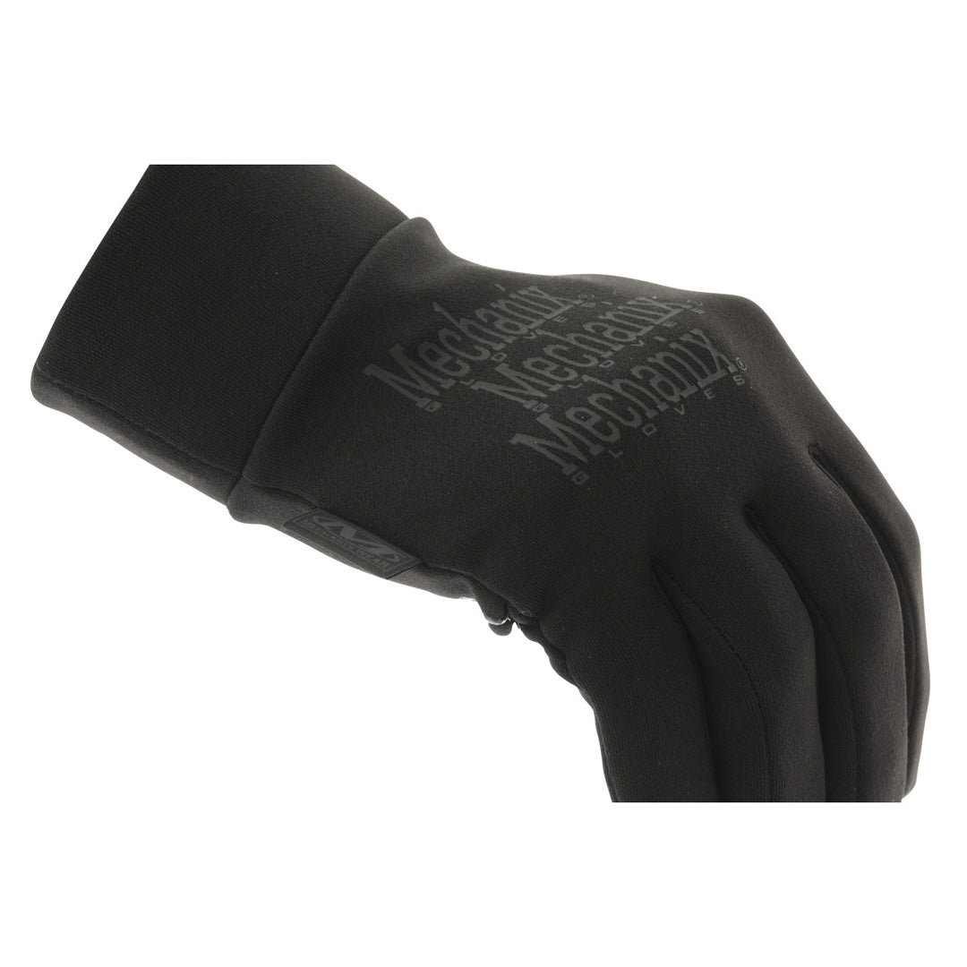 Close-up of back of glove showing Mechanix Wear branding and fitted wrist cuff.