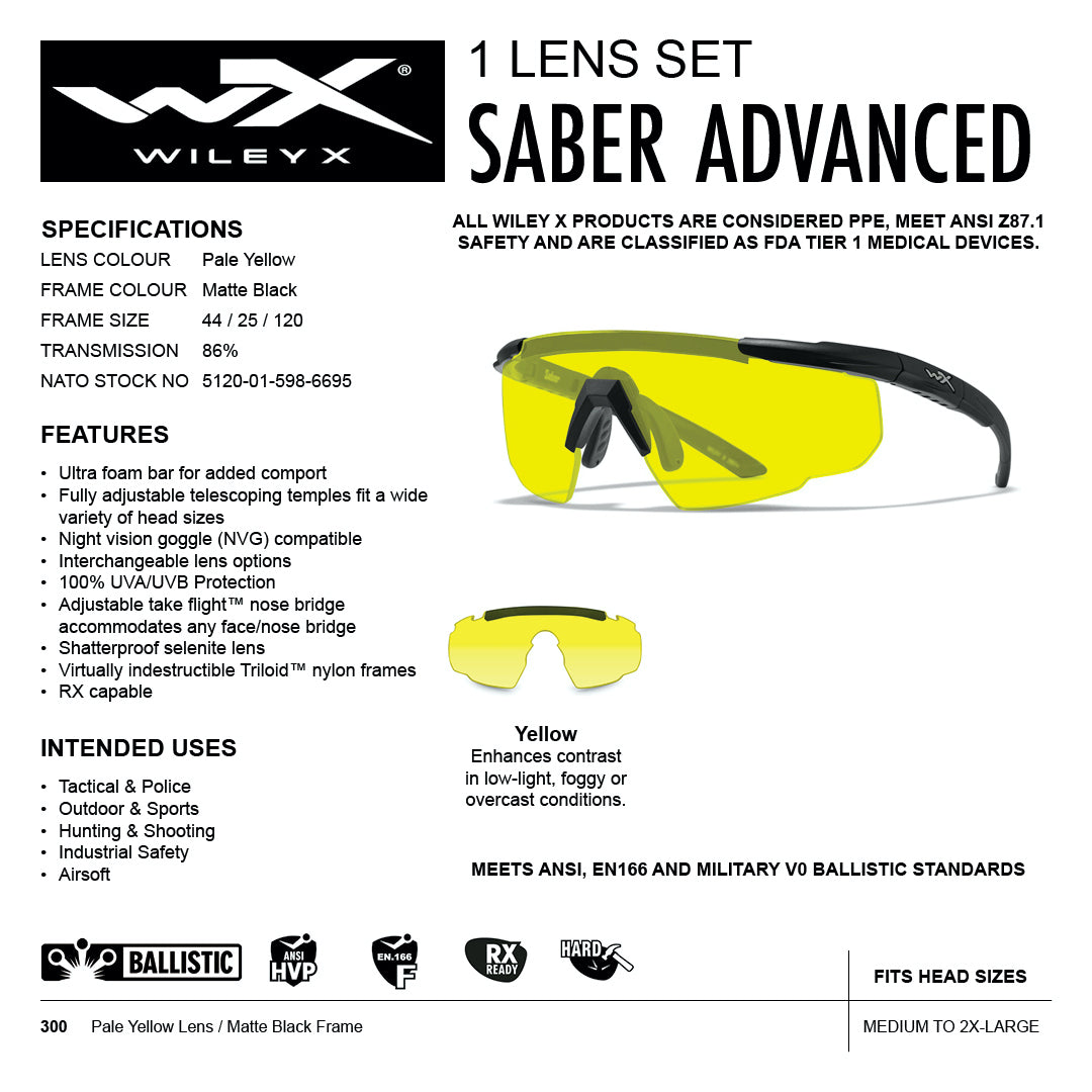 Wiley X Saber Advanced yellow lens