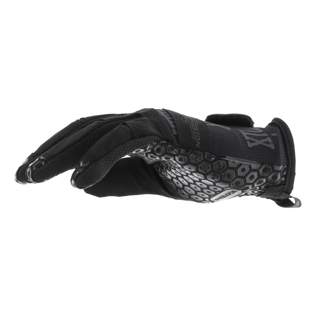 Side profile of Mechanix Wear Precision Pro Tactical Gloves in Covert, highlighting the silicone grip and ergonomic fit for enhanced dexterity.