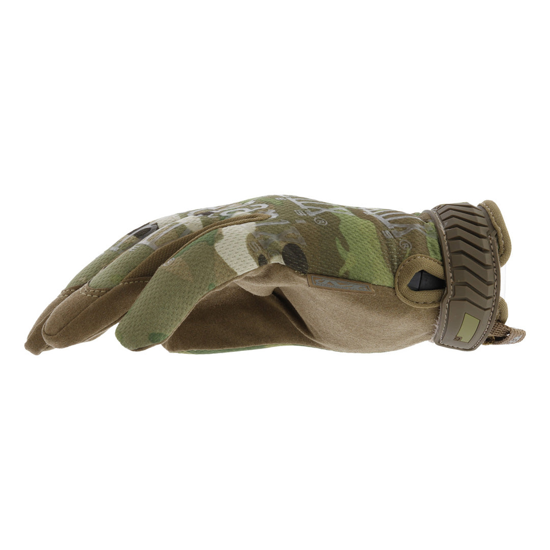 Mechanix Wear The Original Multicam Tactical Gloves designed for high performance, featuring a front angle with velcro wrist strap.