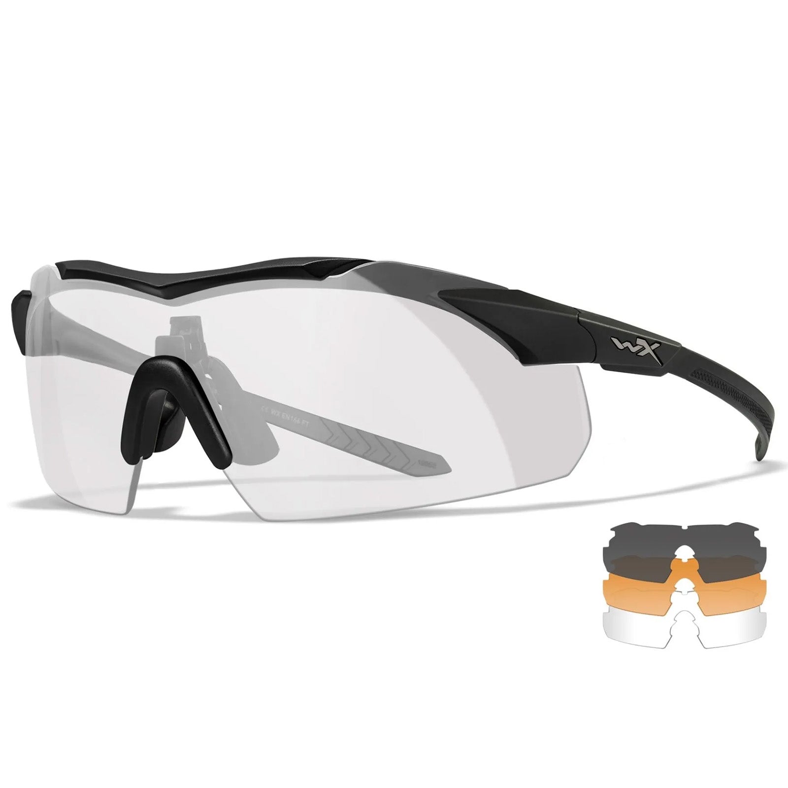 WX Vapor 2.5 Comm Glasses - 3 Shields - Grey, Clear & Light Rust shields - Matte Black Frame - Bellmt