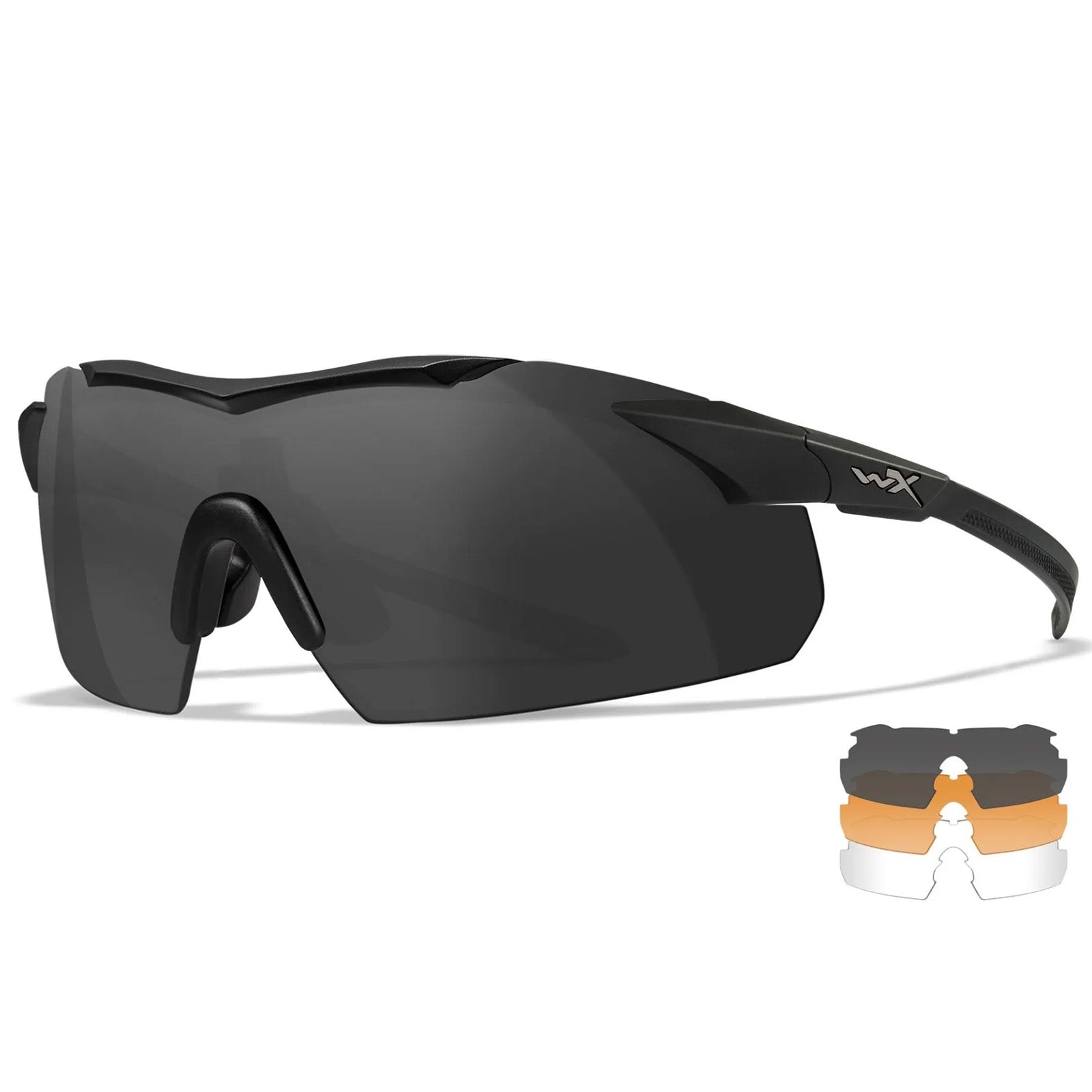 WX Vapor 2.5 Comm Glasses - 3 Shields - Grey, Clear & Light Rust shields - Matte Black Frame