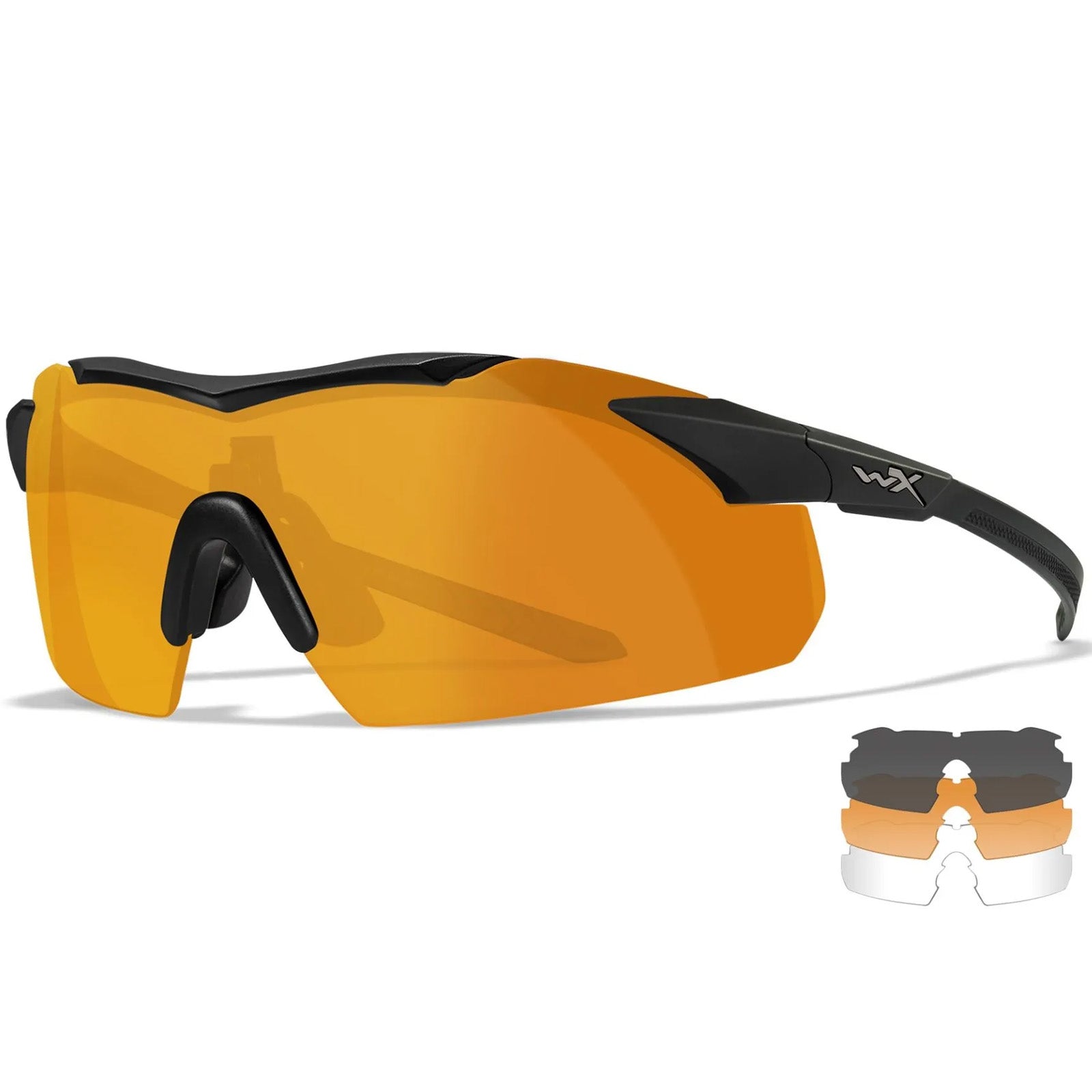 WX Vapor 2.5 Comm Glasses - 3 Shields - Grey, Clear & Light Rust shields - Matte Black Frame - Bellmt