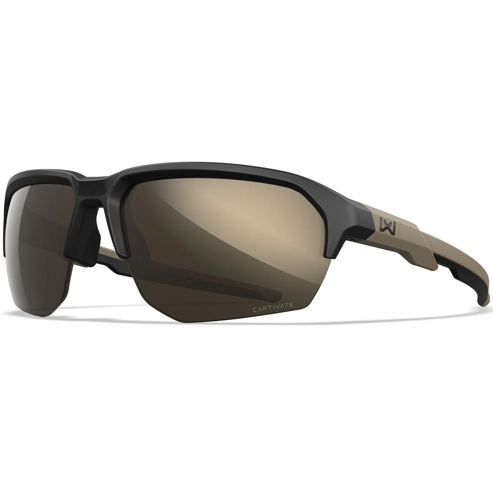 WX Jakl Captivate Ballistic-Rated Sunglasses - Tungsten Mirror Lens, Matte Black/Tan Frame