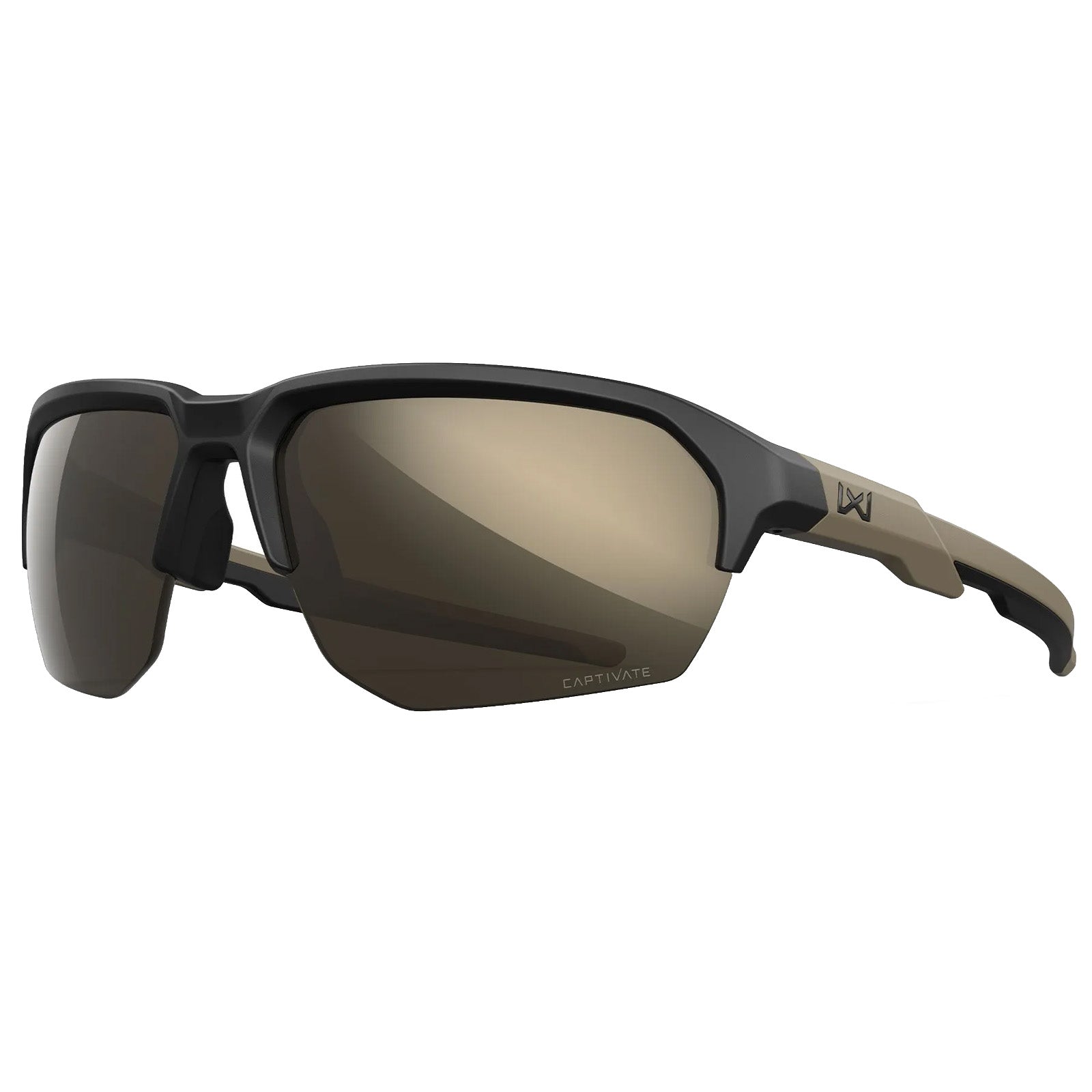 WX Jakl Captivate Ballistic-Rated Sunglasses - Tungsten Mirror Lens, Matte Black/Tan Frame