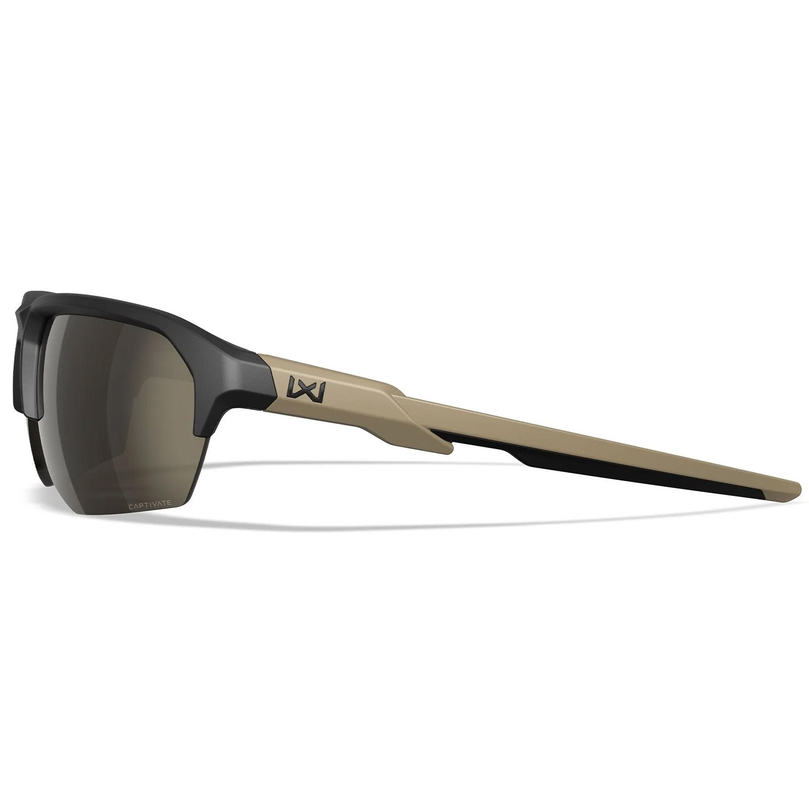 WX Jakl Captivate Ballistic-Rated Sunglasses - Tungsten Mirror Lens, Matte Black/Tan Frame