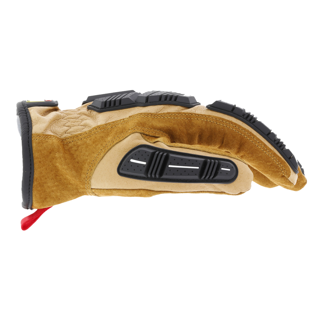 mechanix wear m-pact 360 cut resistant glove side profile showing padded knuckle guards and extended wrist coverage