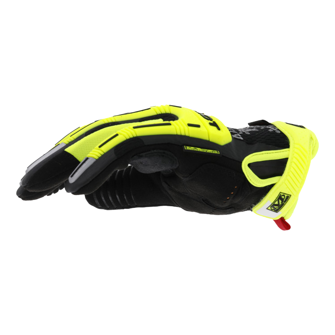 mechanix wear impact-cut glove in semi-closed position showing wrist closure and finger protection