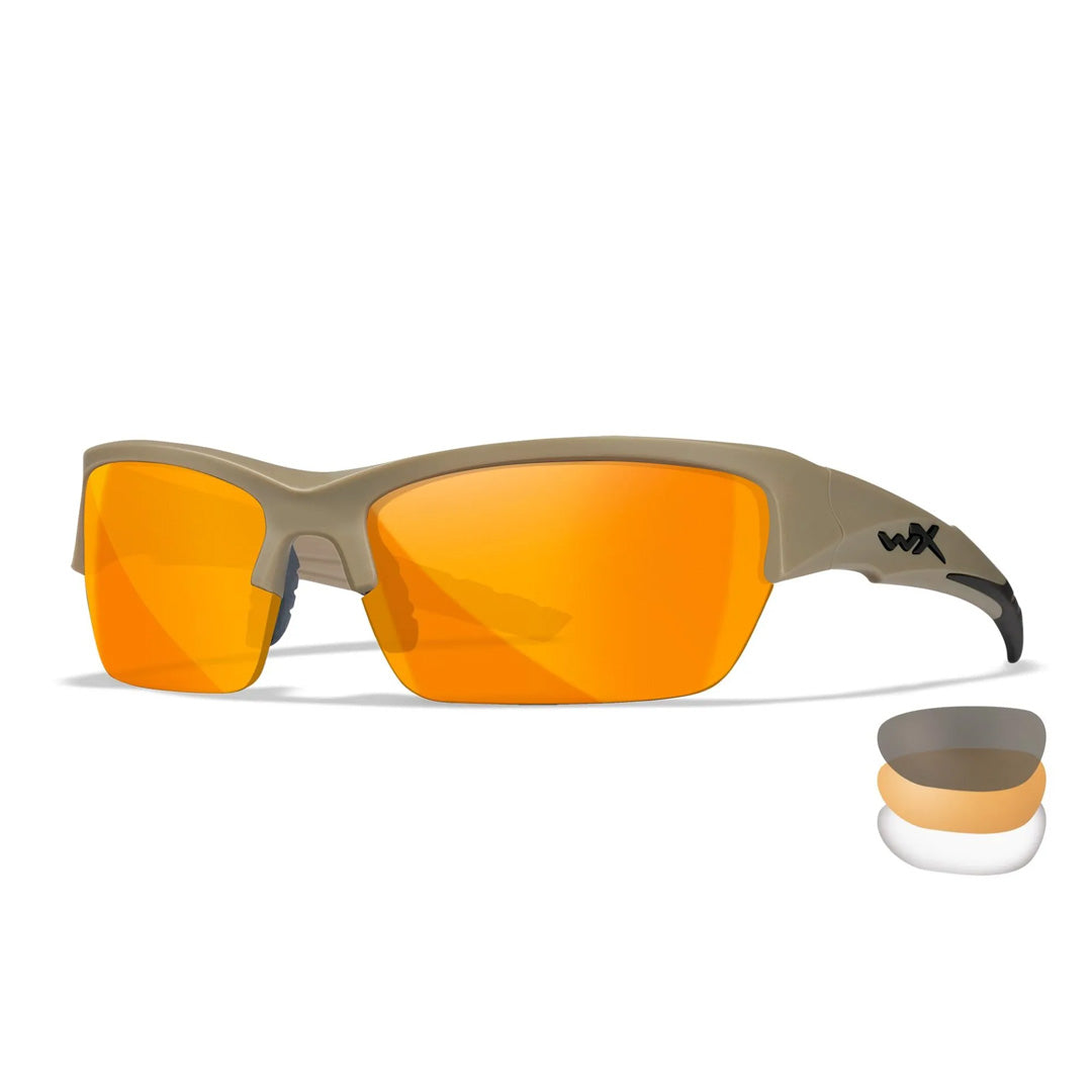 WX Valor 2.5 Grey/Clear/Light Rust 3 Lens Set with Matte Tan frame Protective Eyewear - Bellmt