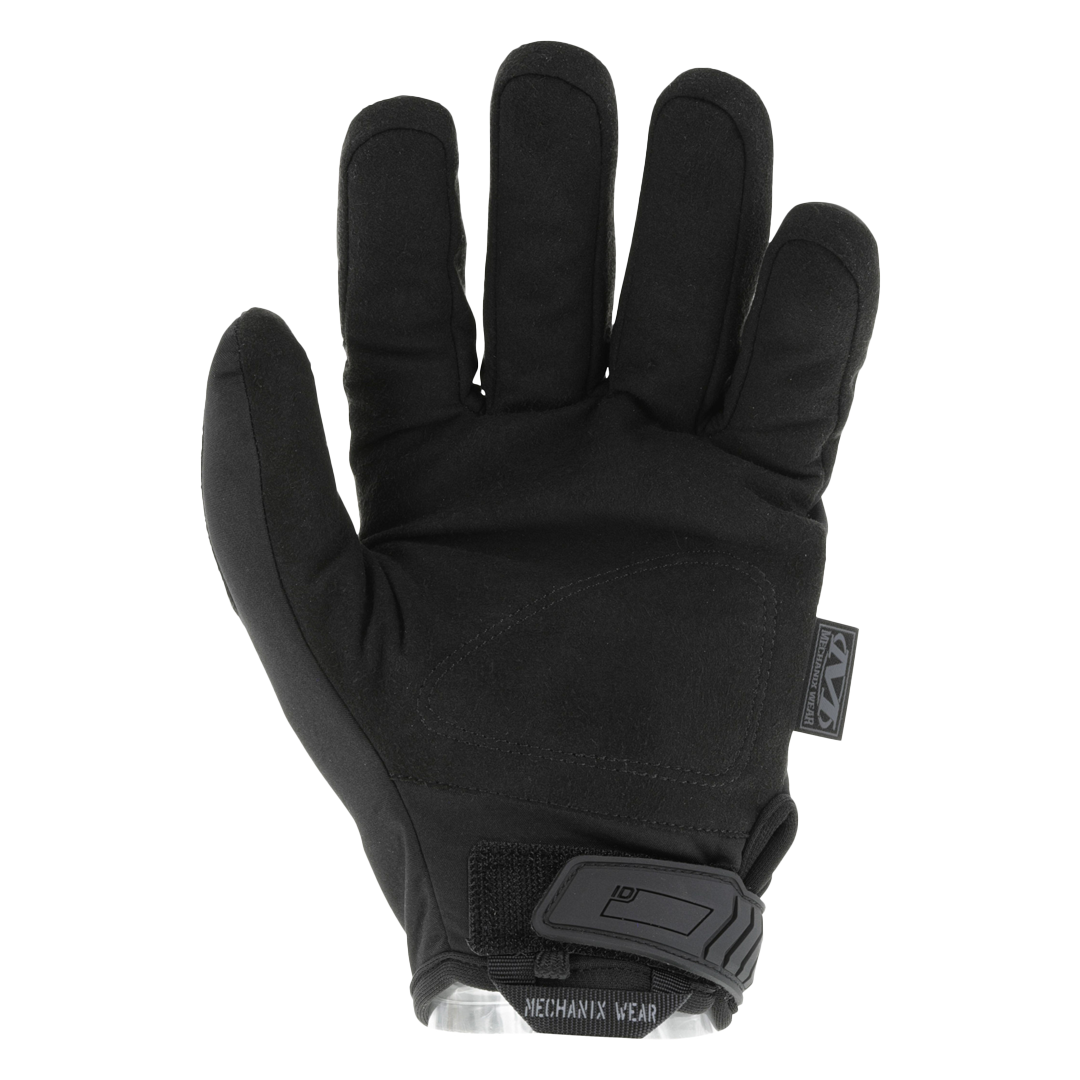 palm view of Mechanix Wear ColdWork Covert glove showing synthetic suede surface and touchscreen-ready fingertips  