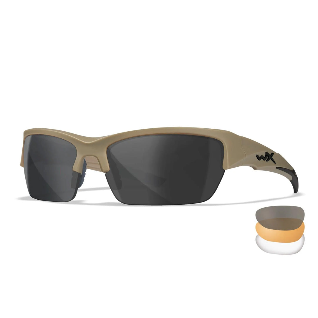 WX Valor 2.5 Grey/Clear/Light Rust 3 Lens Set with Matte Tan frame Protective Eyewear - Bellmt