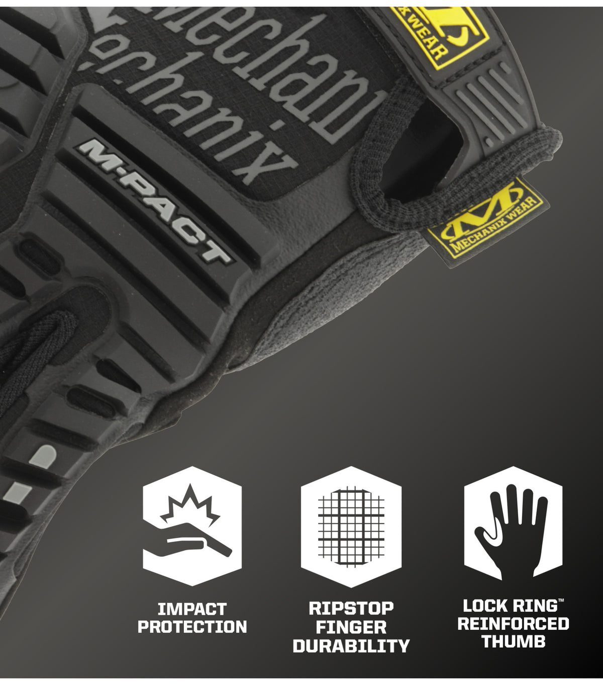 M-Pact Black Core3 Work Gloves