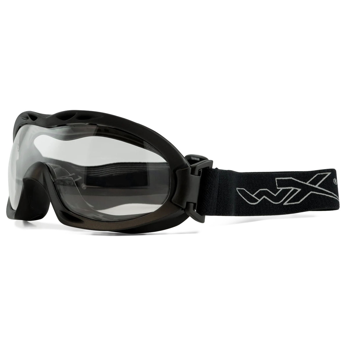 Close-up of Wiley X Nerve Tactical Goggles showing the ventilation and comfortable foam padding for extended wear.