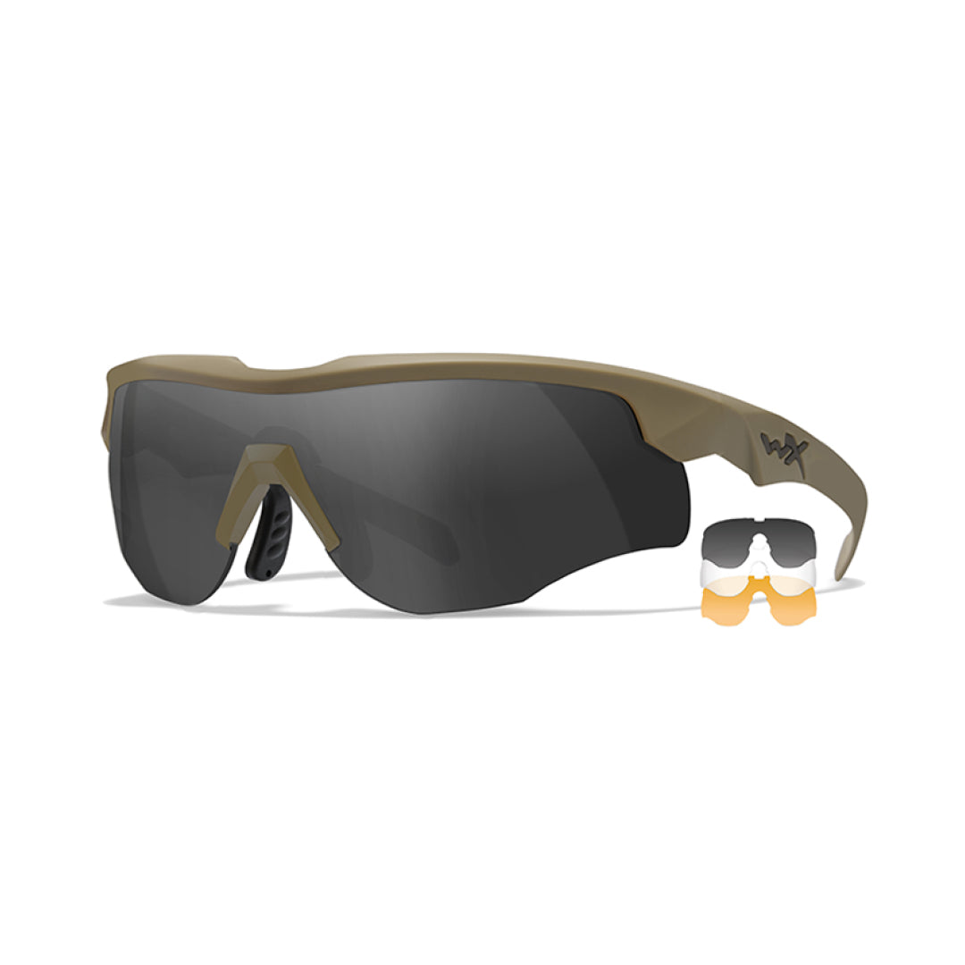 WX Rogue Comm Grey/Clear/Rust Tan Frame 3 Lens set Protective Eyewear - Bellmt