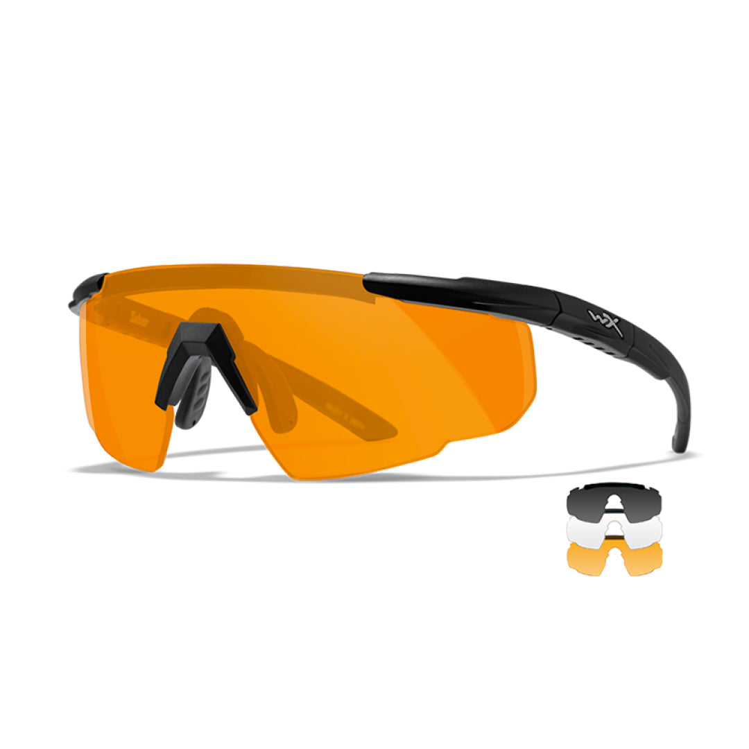 Saber Advanced Smoke/Clear/Rust Matte Black Frame 3 Lens set Protective Eyewear - Bellmt