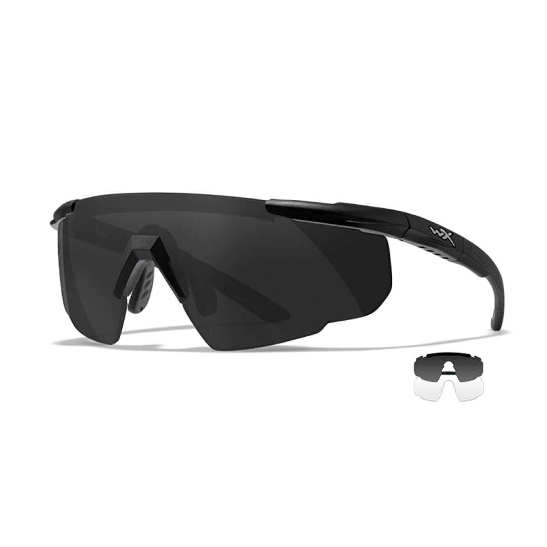 Saber Advanced Smoke/Clear Matte Black Frame 2 Lens set Protective Eyewear