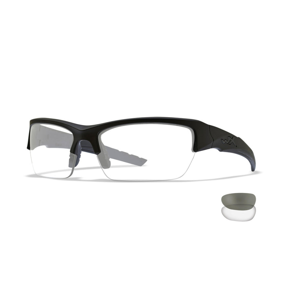 WX Valor Smoke Grey/Clear Matte Black Frame 2 lens set Protective Eyewear - Bellmt