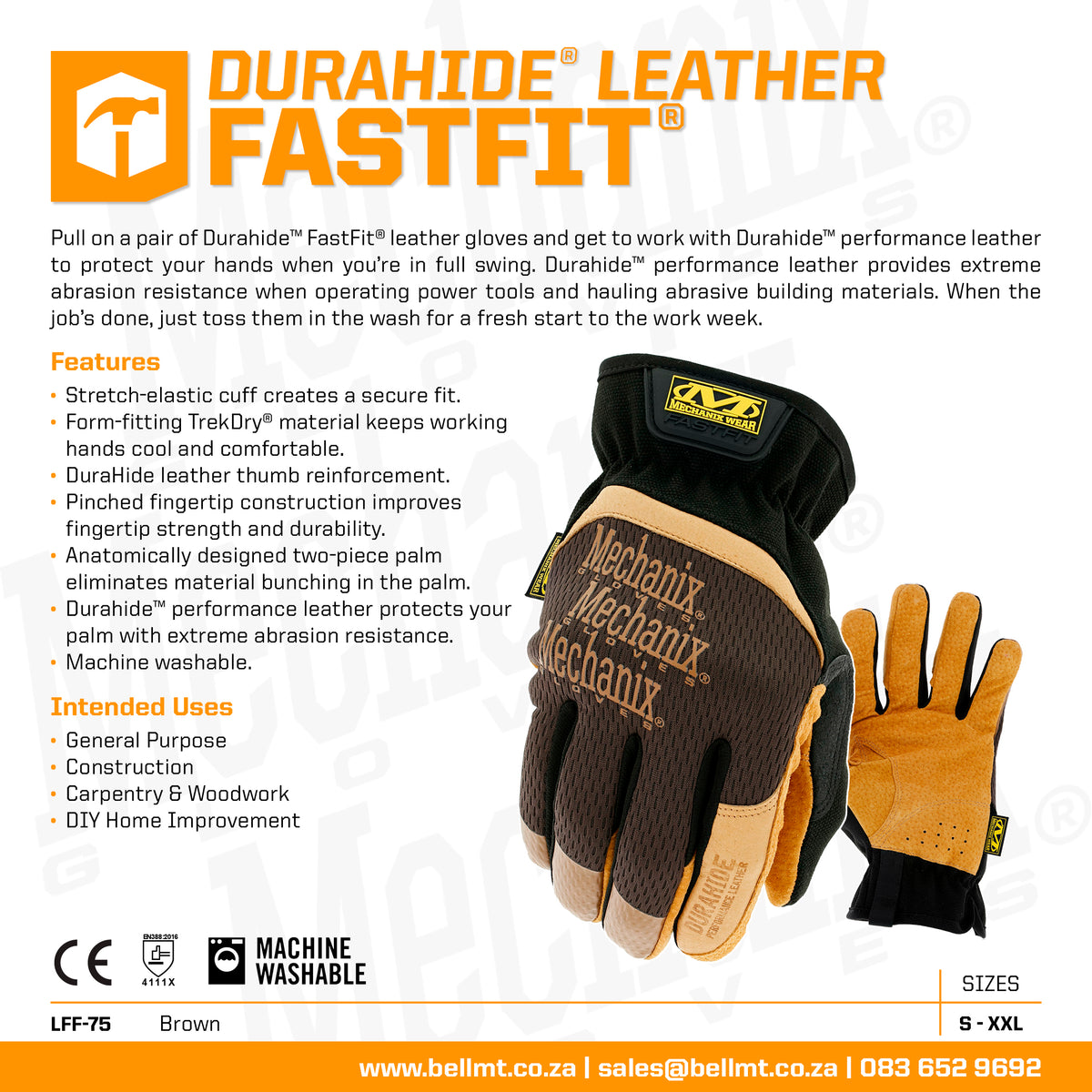 Mechanix Wear Durahide FastFit LFF-75 Mechanics Work Gloves - Pair