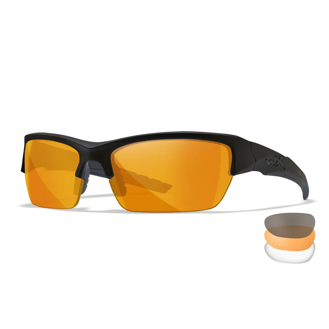 WX Valor Clear/Grey/Light Rust Matte Black Frame 3 lens set Protective Eyewear - Bellmt