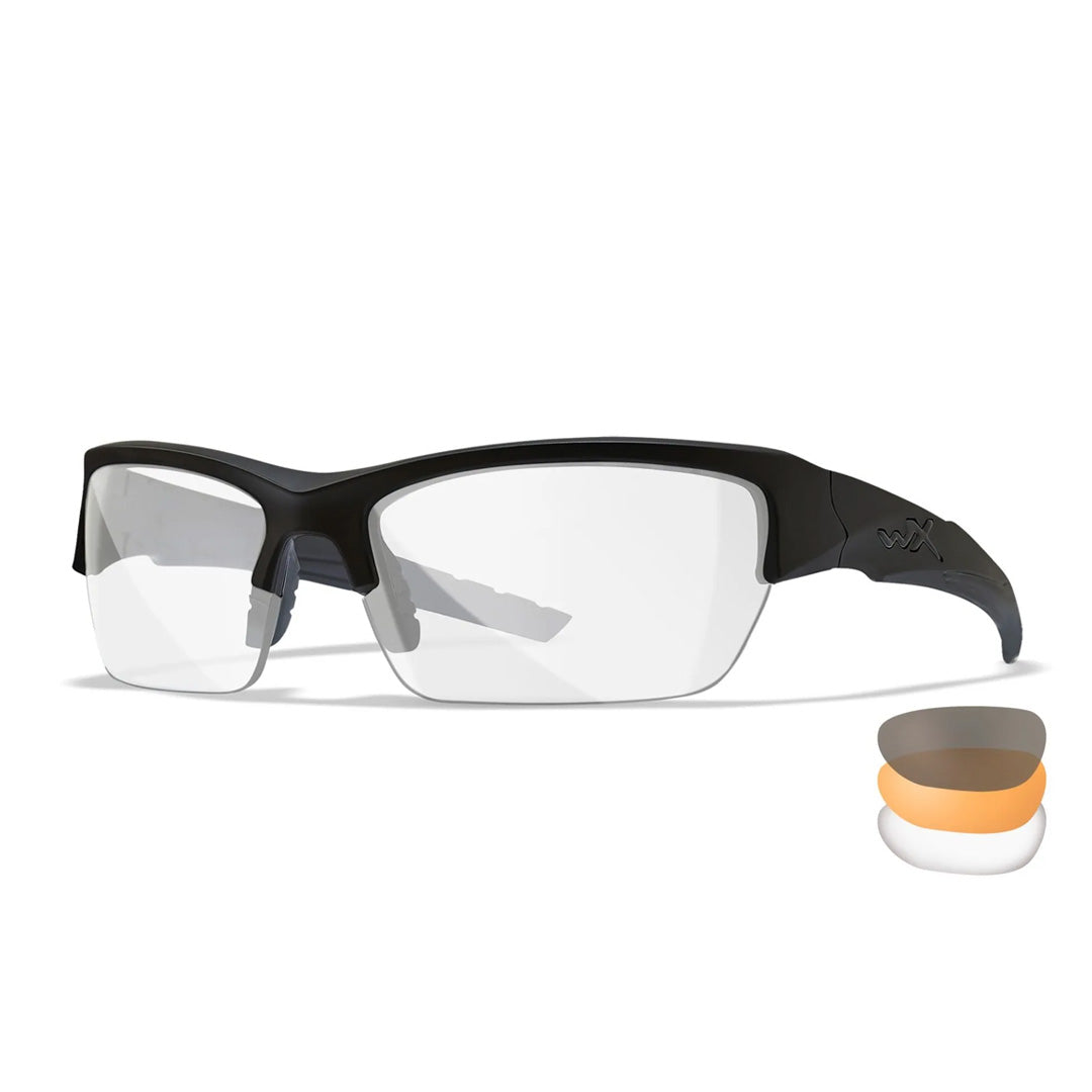 WX Valor Clear/Grey/Light Rust Matte Black Frame 3 lens set Protective Eyewear - Bellmt