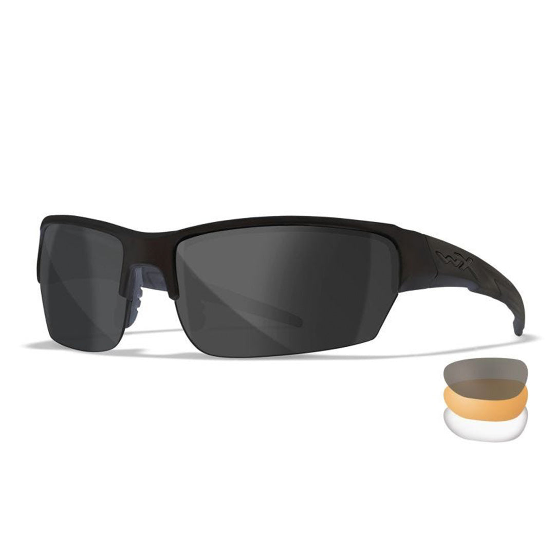 WX Saint Grey/Clear/Light Rust Matte Black Frame 3 Lens set Protective Eyewear - Bellmt