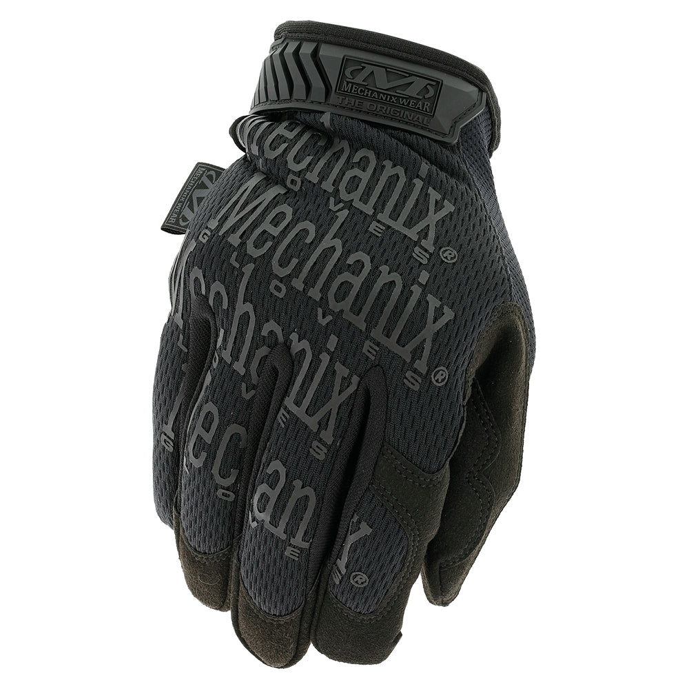 Mechanix Wear The Original Covert Tactical Gloves in black with touchscreen-capable synthetic leather and adjustable TPR wrist closure.